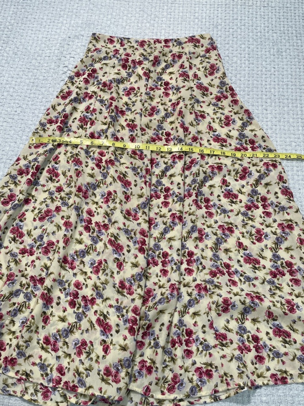 Women’s Vintage G•S•L Cream/Off White Purple Pink Floral Full Maxi Skirt Size 7 - Picture 11 of 11